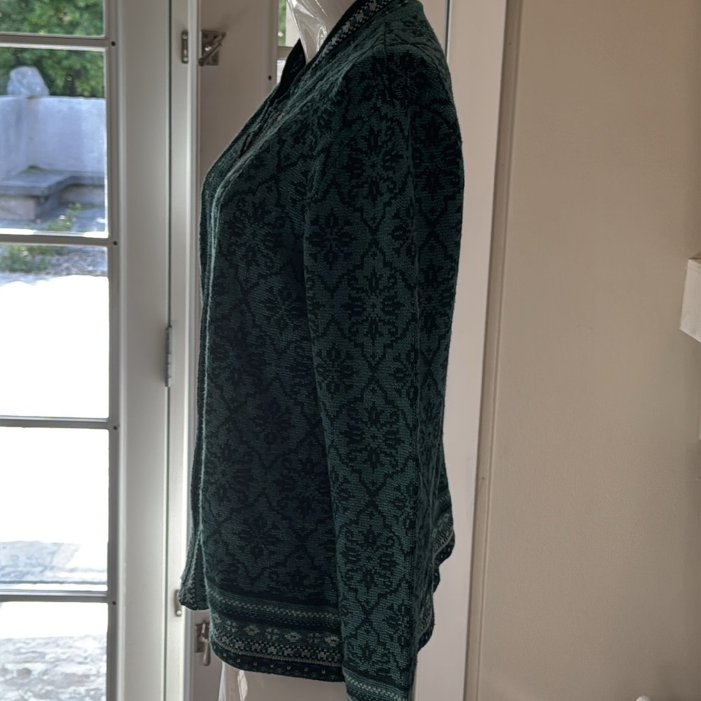 Appleseed’s Green Nordic Inspired Soft Zip Front Cardigan Size Medium - Picture 5 of 13